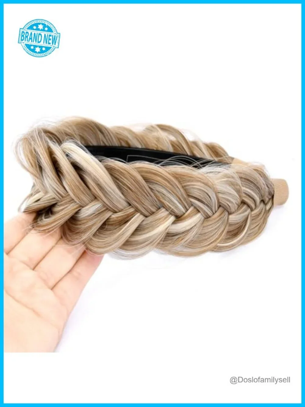 Synthetic Hair Plaited Fishtail Braided Headband with Teeth
